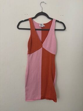 Princess Polly Pink Orange Colorblock Knit Mini Dress S/M